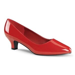 NEW—Pleaser FAB-420 Red Patent Leather 2” Kitten Heel, Office or Formal Size 14
